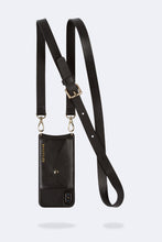 Load image into Gallery viewer, Hailey Side Slot Leather Crossbody Bandolier - Black/Gold
