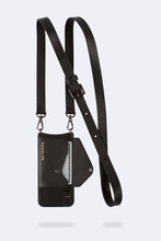 Load image into Gallery viewer, Hailey Side Slot Leather Crossbody Bandolier - Black/Pewter
