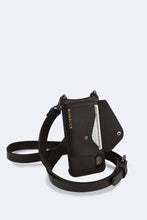 Load image into Gallery viewer, Hailey Side Slot Leather Crossbody Bandolier - Black/Pewter
