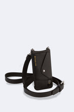Load image into Gallery viewer, Hailey Side Slot Leather Crossbody Bandolier - Black/Silver

